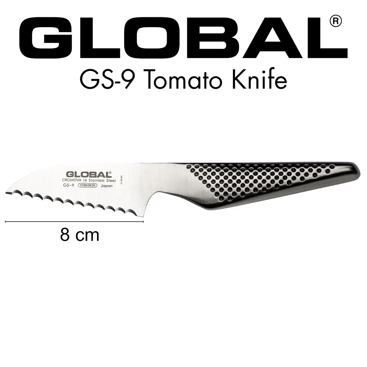 Global GS-9-3 inch, 8cm Serrated Tomato Knife, 3" | Precision serrated blade for delicate fruits - view 3