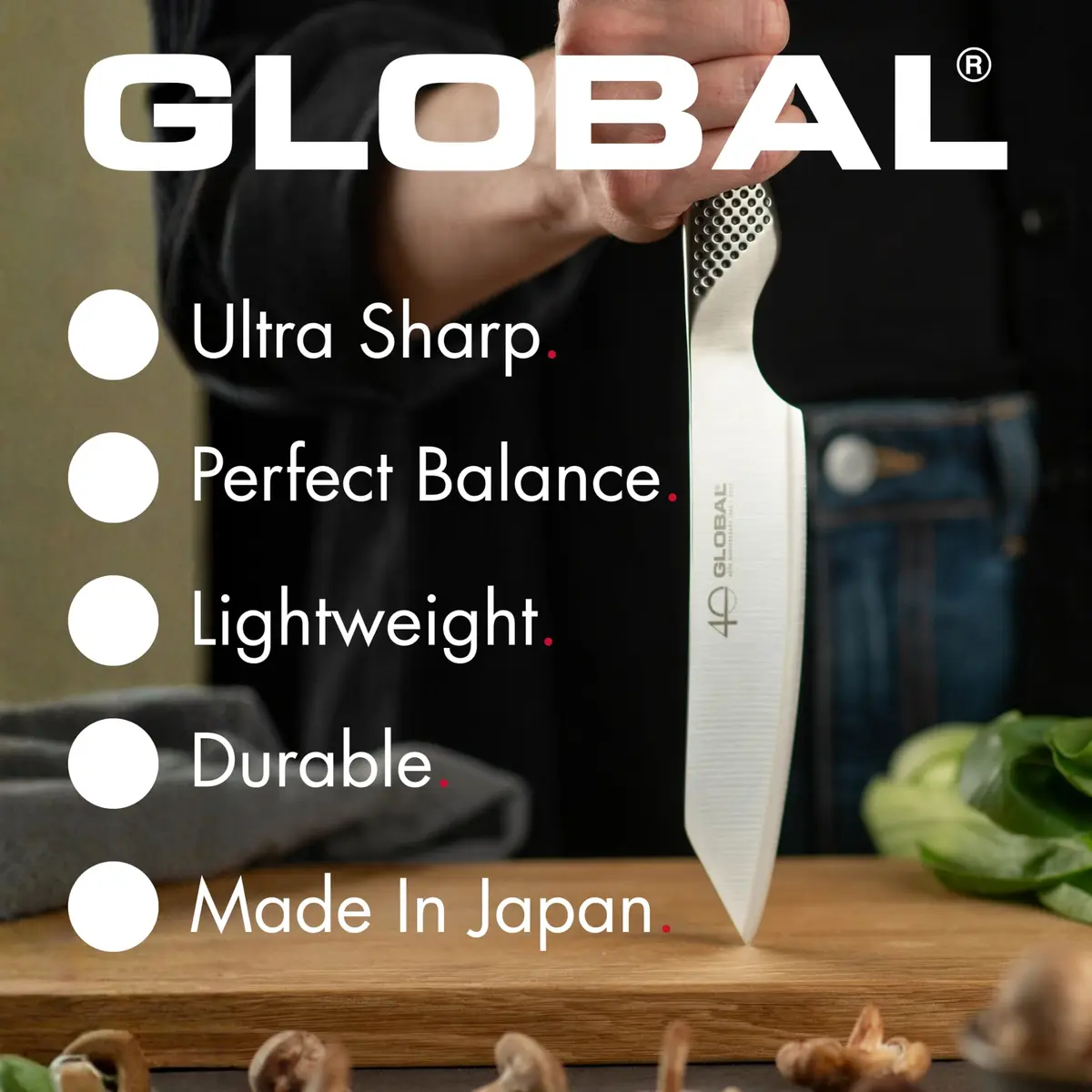 Global GS-9-3 inch, 8cm Serrated Tomato Knife, 3" | Precision serrated blade for delicate fruits - view 4