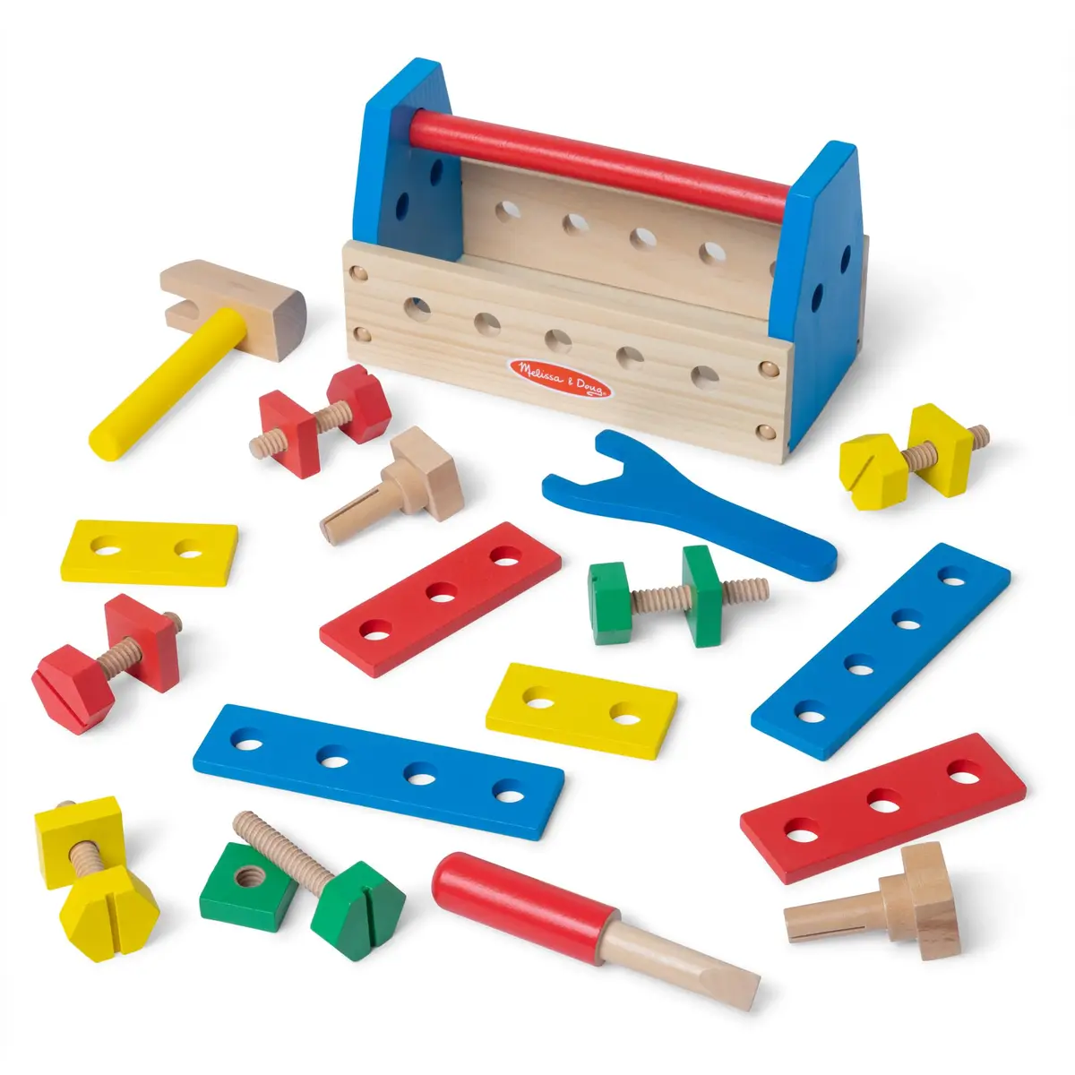 Melissa & Doug Take-Along Tool Kit Wooden Construction Toy (24 pcs) | Bright, Sturdy, Creative Play for Kids 3+ - view 4