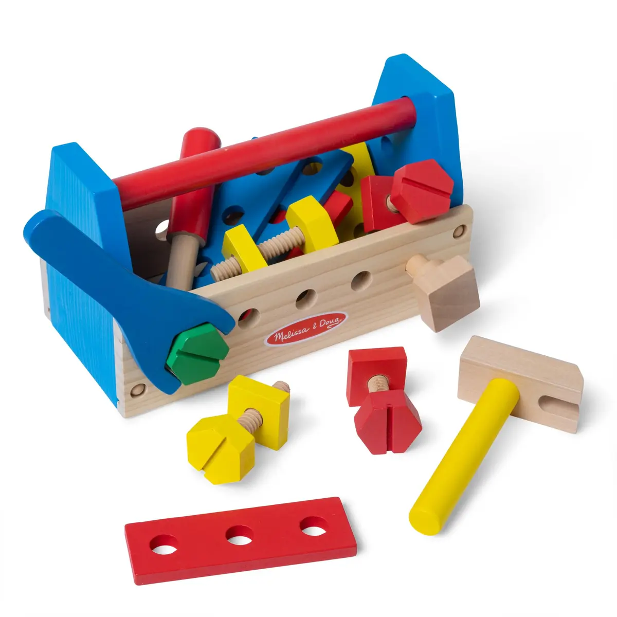 Melissa & Doug Take-Along Tool Kit Wooden Construction Toy (24 pcs) | Bright, Sturdy, Creative Play for Kids 3+ - main product image
