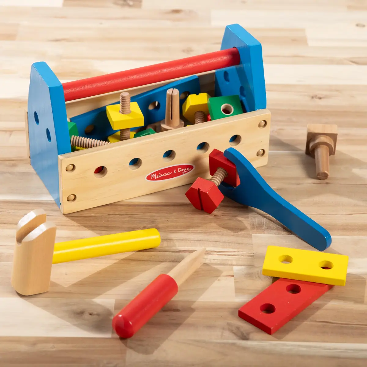 Melissa & Doug Take-Along Tool Kit Wooden Construction Toy (24 pcs) | Bright, Sturdy, Creative Play for Kids 3+ - view 9