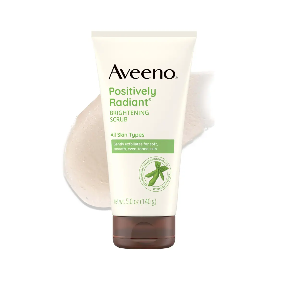 Aveeno Positively Radiant Skin Brightening Exfoliating Daily Face Wash Scrub 140ml (5 Oz) | Gentle Exfoliant for Brighter Skin - main product image