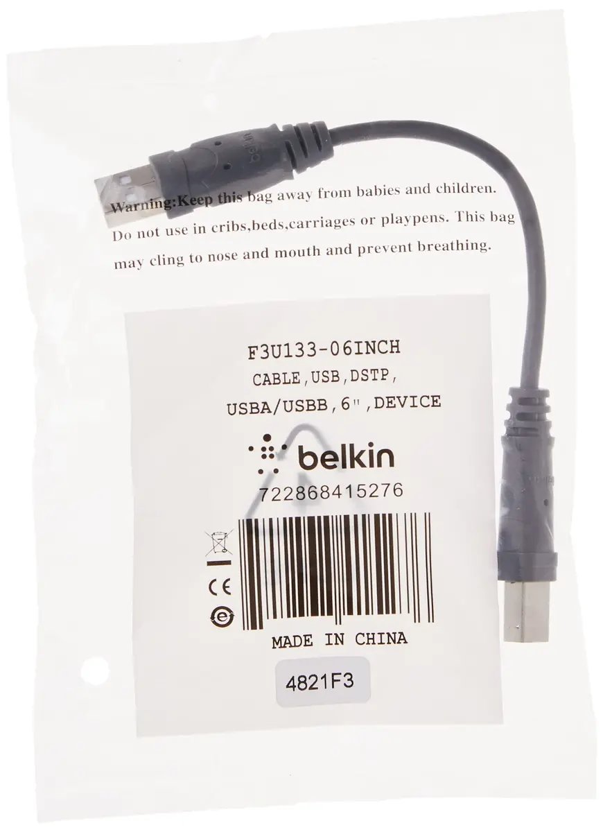 Belkin USB-A to USB-B 6-inch Cable | Connect Printers, Scanners, Hard Drives - view 5