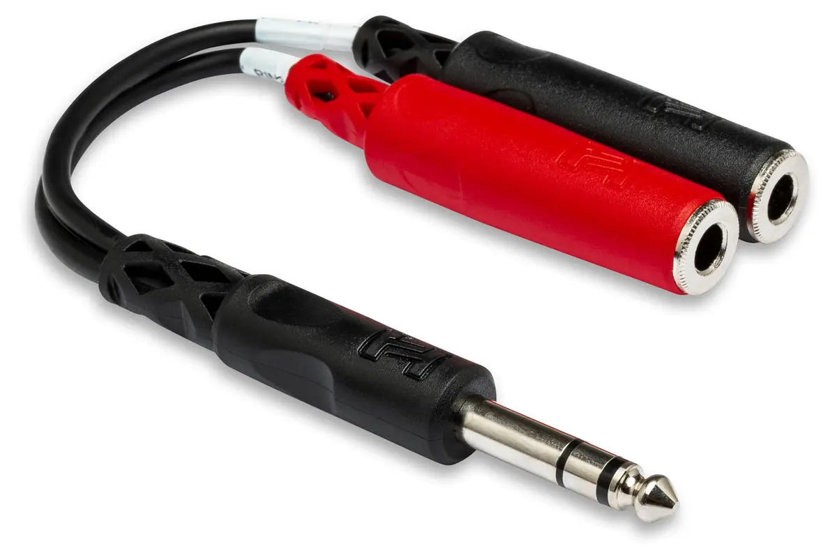 Hosa YPP-117 1/4 Inch TRS to Dual 1/4 Inch TSF Stereo Breakout Cable, 6 Inches | Heavy-Duty, Compact Audio Splitter - main product image