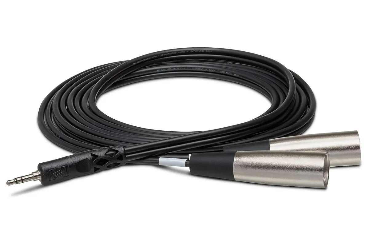 Hosa CYX-403M Stereo Breakout Cable - 3.5mm TRS Male to Dual XLR3 Male - 3m (9.8ft) | Connects Digital Audio Players to Pro Audio Gear - main product image