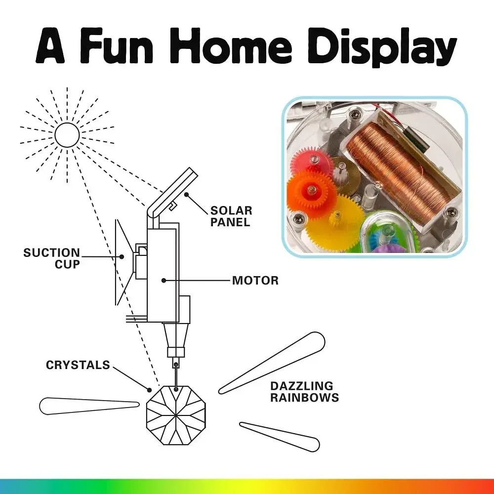 Kikkerland Solar Powered Rainbow Maker Hanging Ornament | Creates Rainbows Indoors - view 6