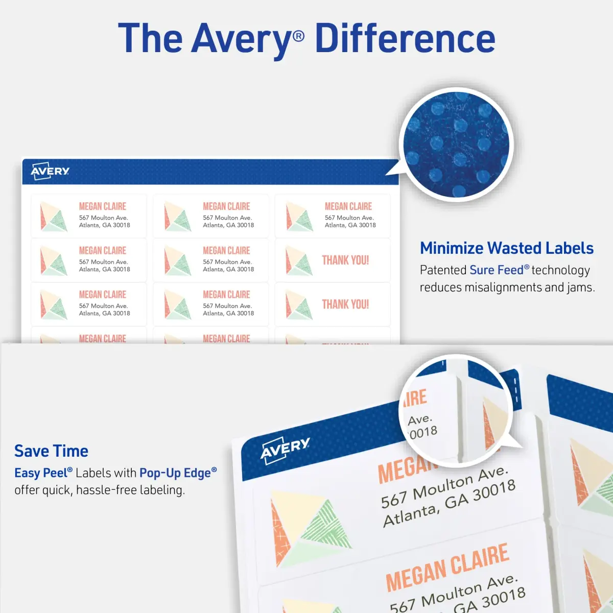 Avery Easy Peel Printable Address Labels 1" x 2-5/8" White 3000 Labels | Sure Feed Technology for Jam-Free Printing - view 3