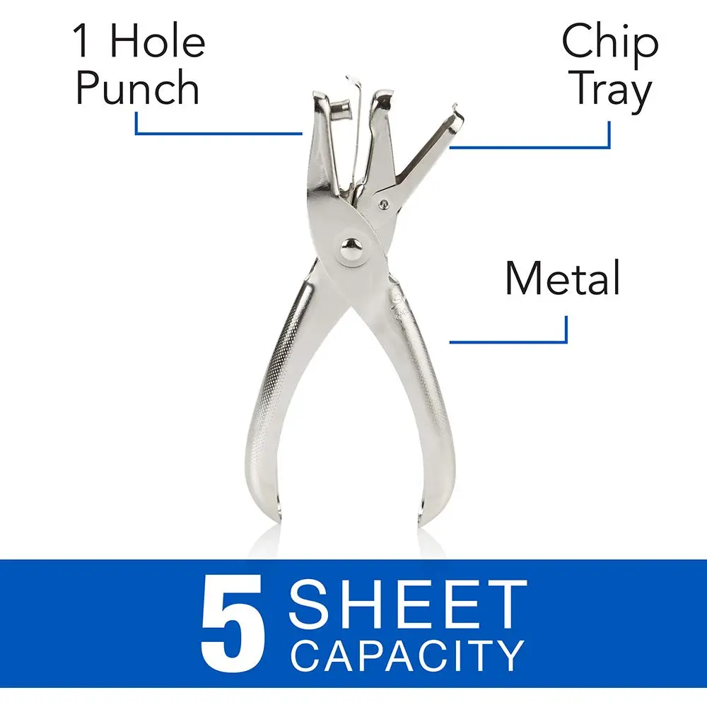 Swingline 1 Hole Punch, 5 Sheet Capacity | Durable Chrome Paper Punch for Office & School - view 2