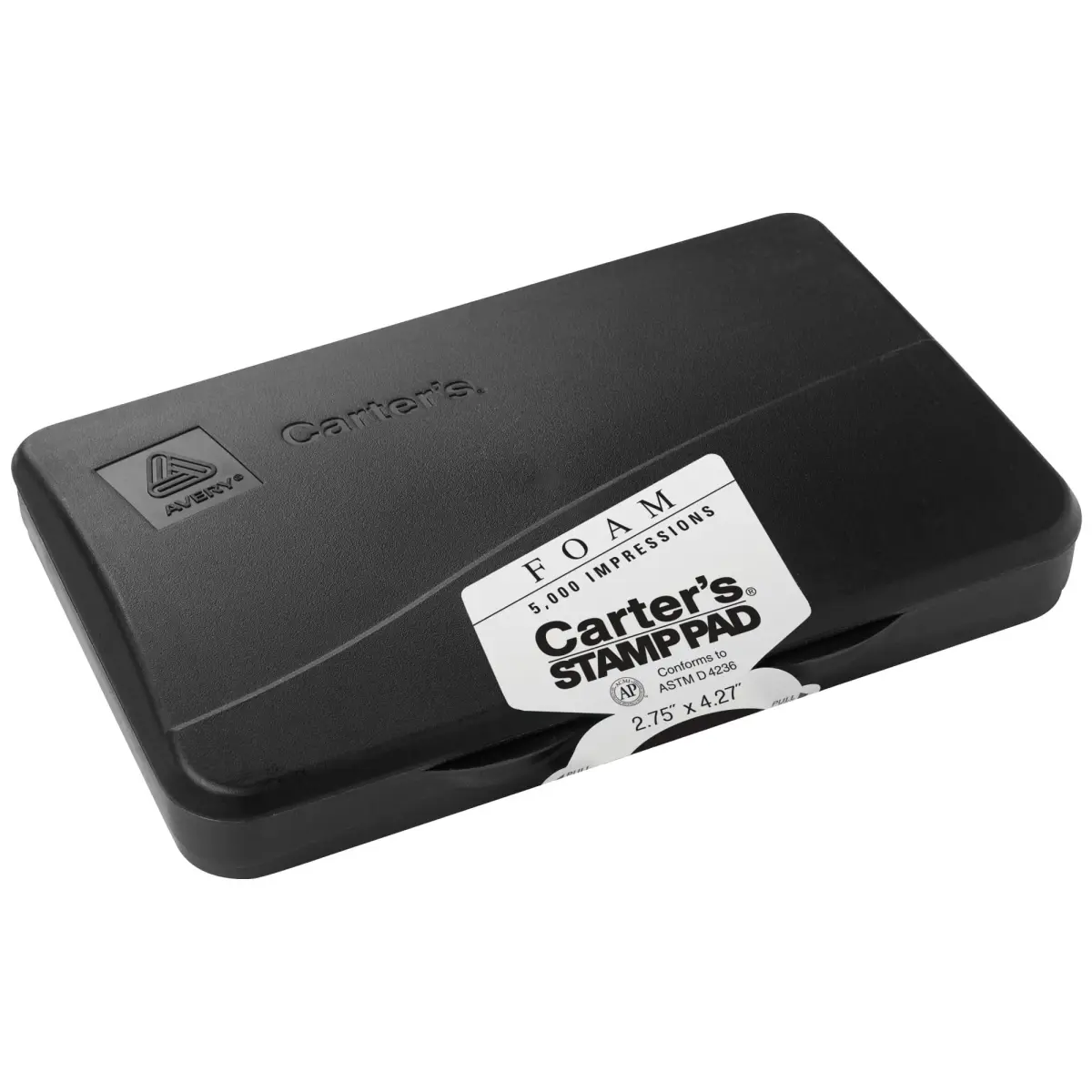 Avery Carter's Foam Stamp Pad, Black, 2.75 x 4.25 Inch, 1 Pad | Bold Black Ink for Paper, Wood, Fabric - main product image
