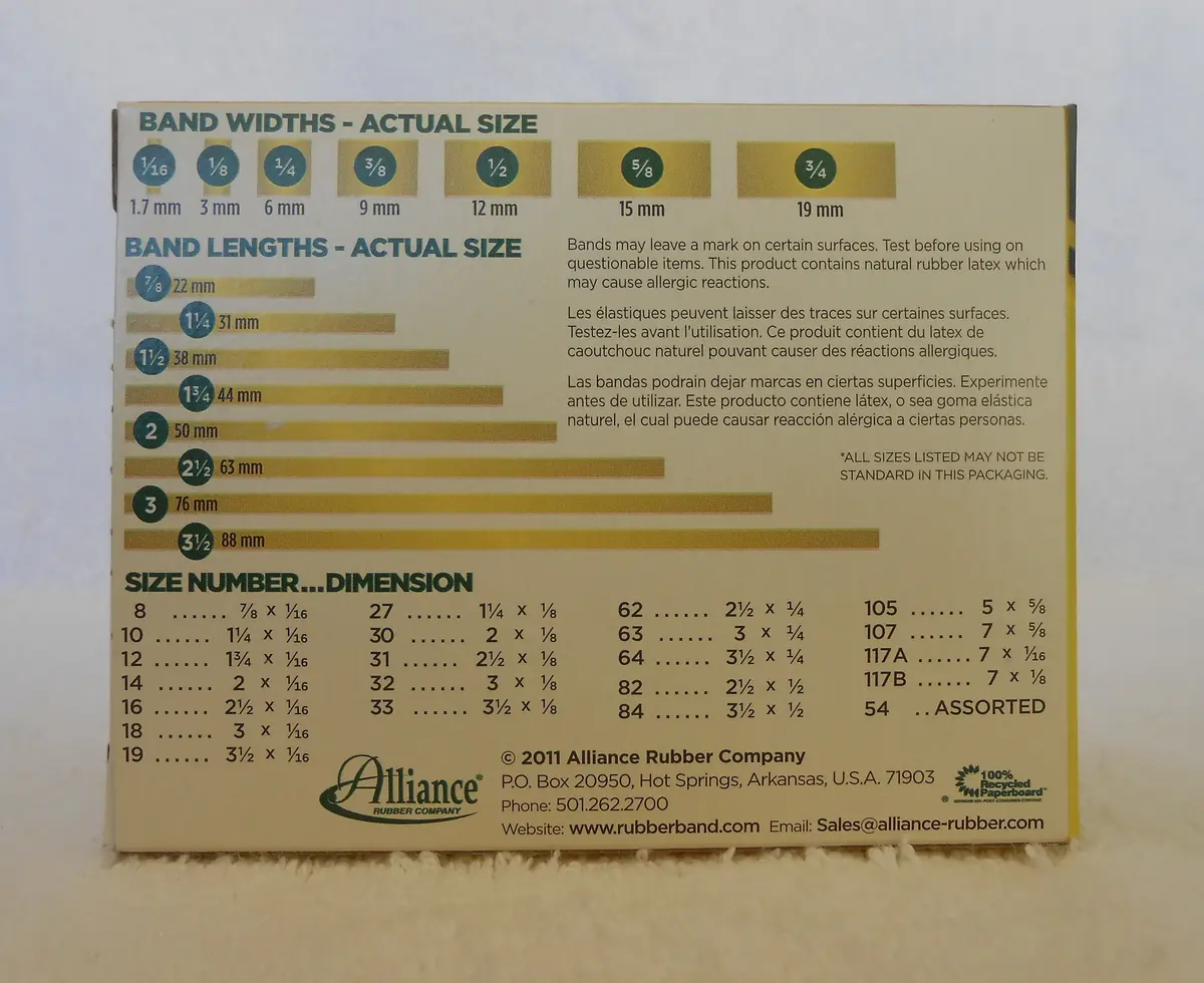 Alliance Rubber 20549 Pale Crepe Gold Rubber Bands Size #54 | Durable, Reusable & Made in the USA - view 3