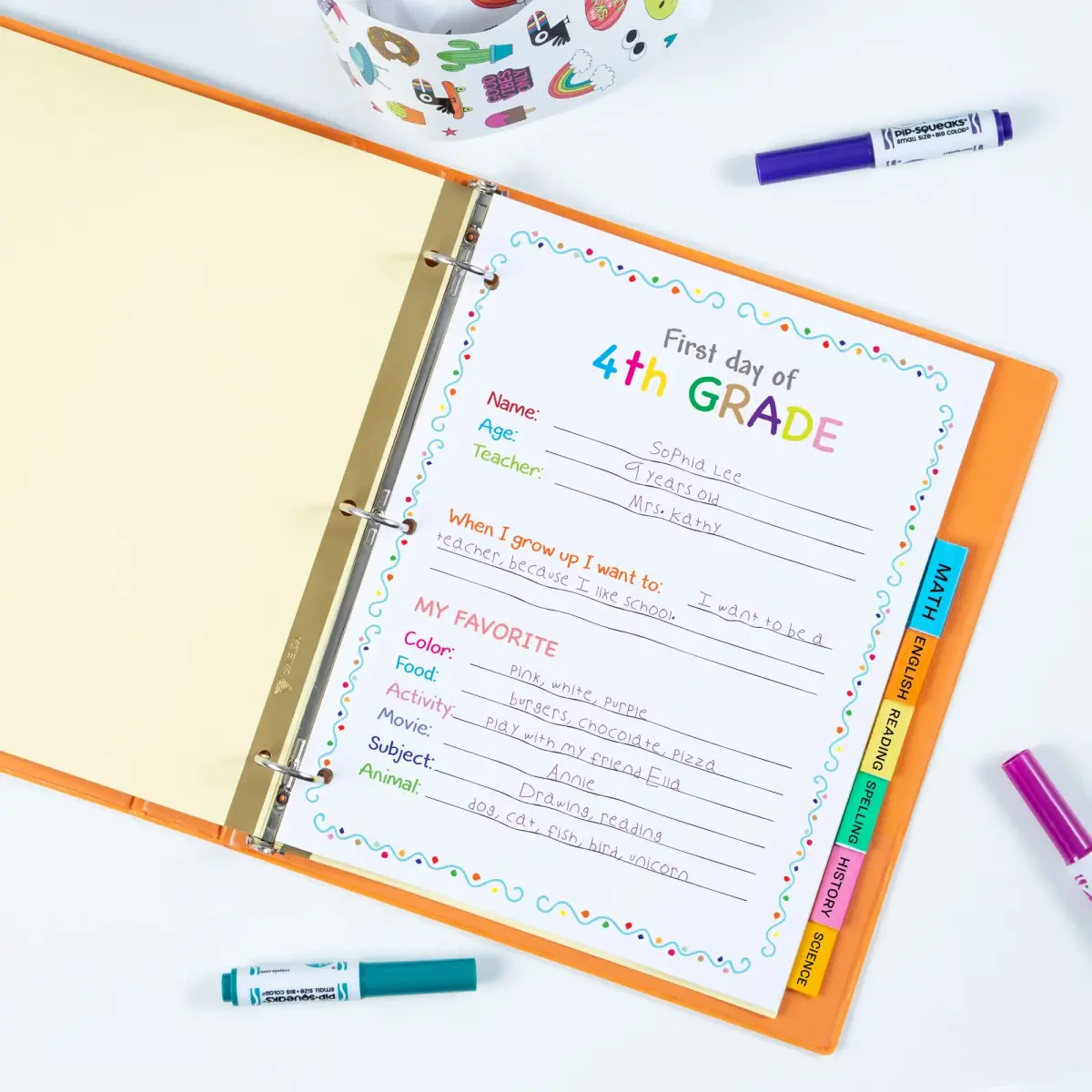 Avery Big Tab Insertable Dividers, 8-Tab, Multicolor, 1 Set | 3-Hole Punched for Binders - view 8
