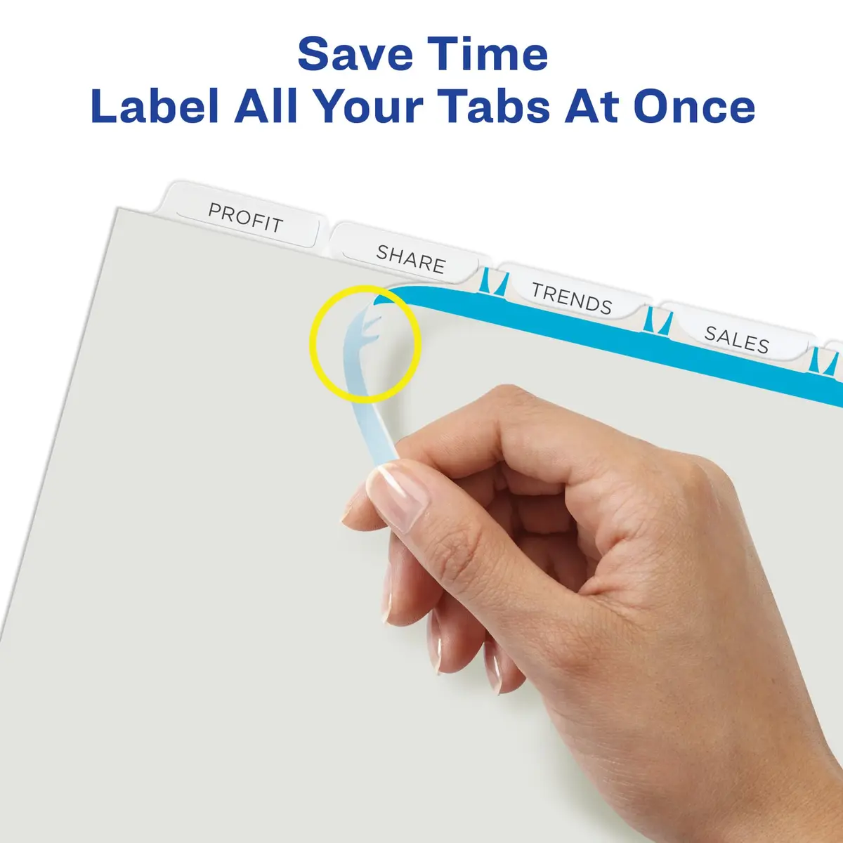 Avery 5 Tab Plastic Dividers for 3 Ring Binder | Customizable Frosted White Tabs, Easy Print & Apply, 1 Set (11449) - view 5