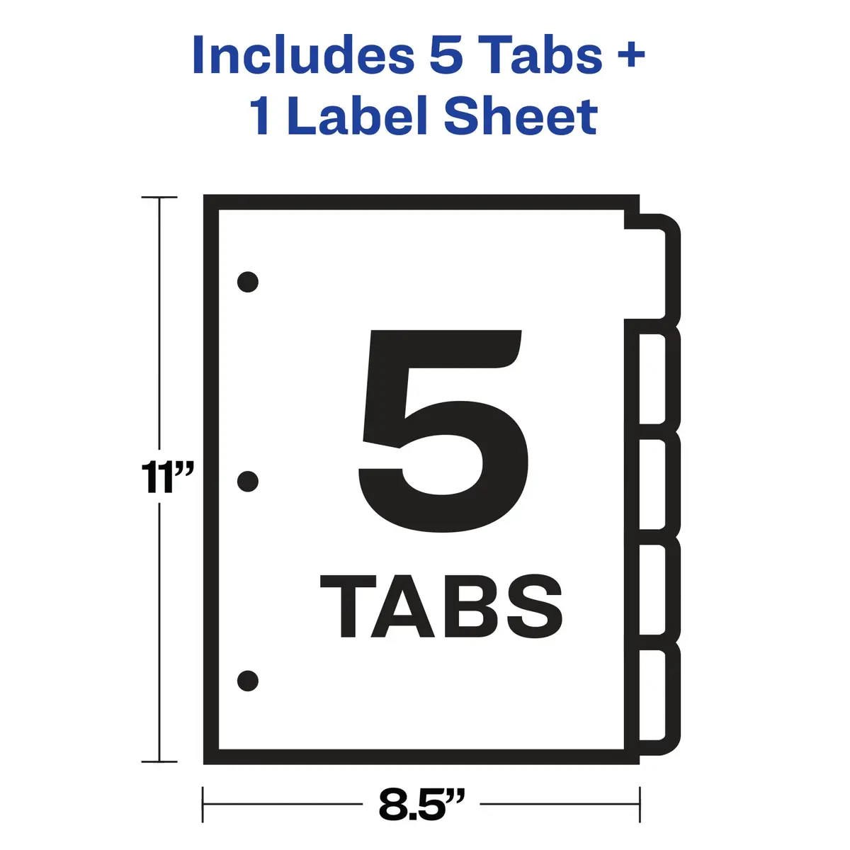 Avery 5 Tab Plastic Dividers for 3 Ring Binder | Customizable Frosted White Tabs, Easy Print & Apply, 1 Set (11449) - view 6