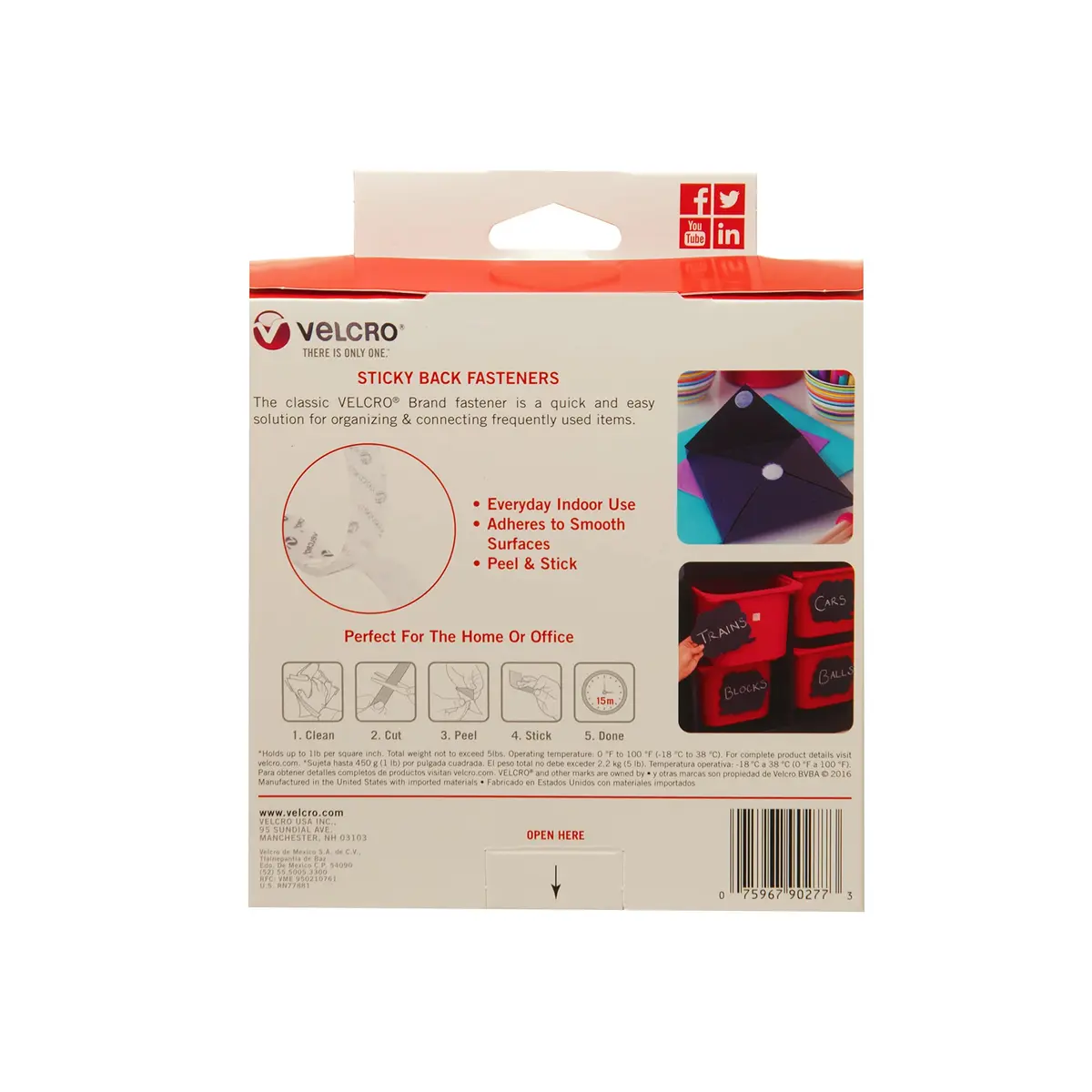 VELCRO Brand Sticky Back Hook and Loop Fasteners 15 Ft Tape Roll | Strong Adhesive for Home & Office - view 8