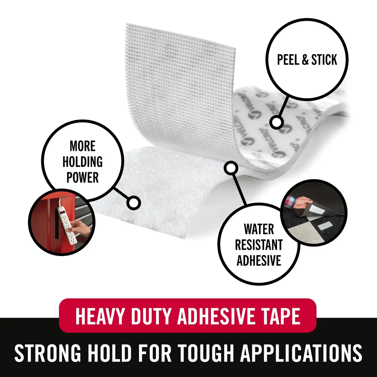 VELCRO Brand Industrial Strength Hook and Loop Tape, White, 2in x 4ft Roll | Holds up to 10 lbs - view 2