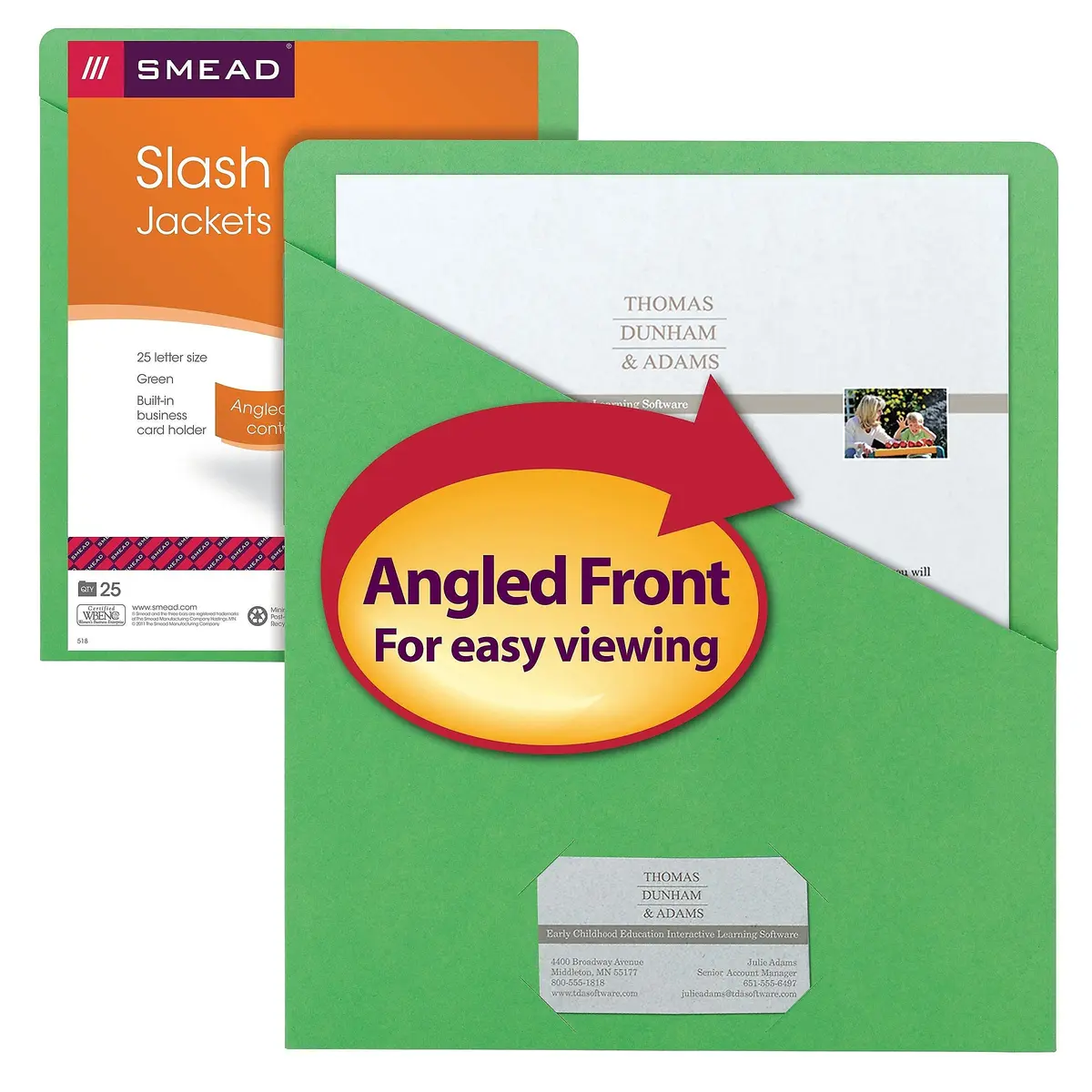 SMEAD File Jacket Letter Size Green Pack of 25 | Secure & Organized Document Storage - view 6