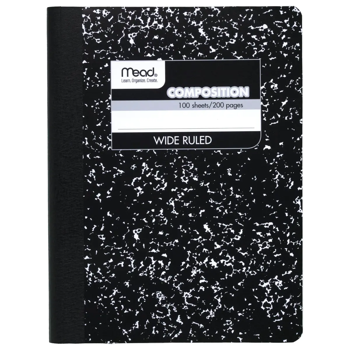 Mead Composition Notebook Wide Ruled Paper 7.5" x 9.75" 200 Pages | Classic Black Marble - main product image