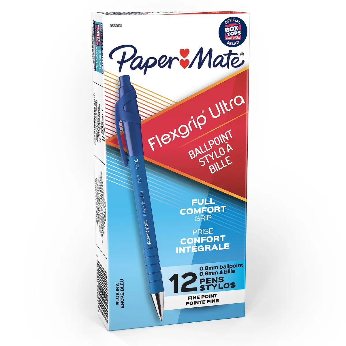 Paper Mate Flexgrip Ultra Retractable Ballpoint Pen 0.70 mm | Fine Point, Blue Ink, 12-Pack - main product image