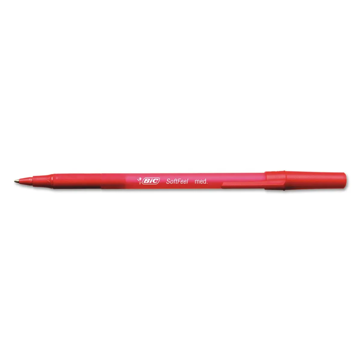 BIC Soft Feel Stick Pens, Medium Point, 1.0 mm, Red | Cushioned, Comfortable Grip, Nonrefillable - main product image