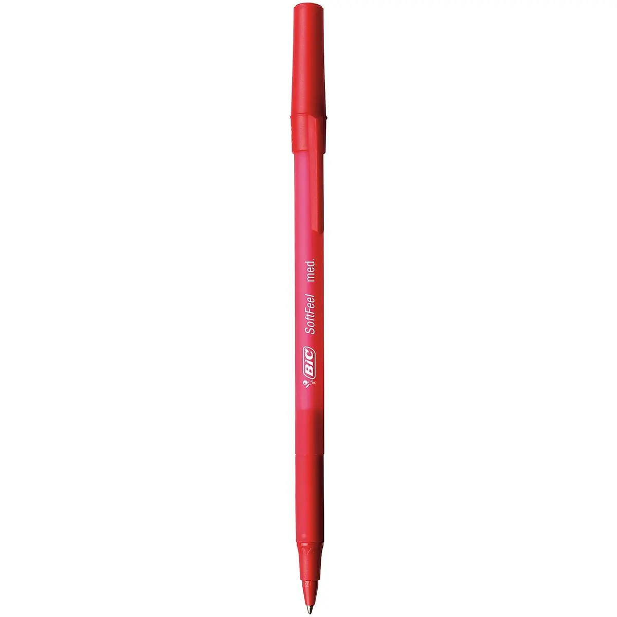 BIC Soft Feel Stick Pens, Medium Point, 1.0 mm, Red | Cushioned, Comfortable Grip, Nonrefillable - view 3