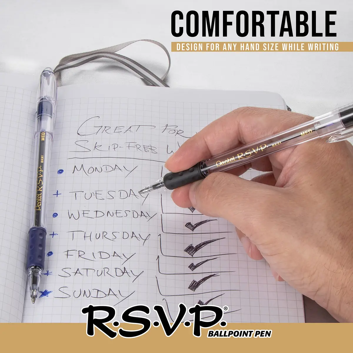 Pentel RSVP Ballpoint Pen, Fine Line, 0.7mm, Black Ink | Durable, Comfortable & Long-Lasting - view 4