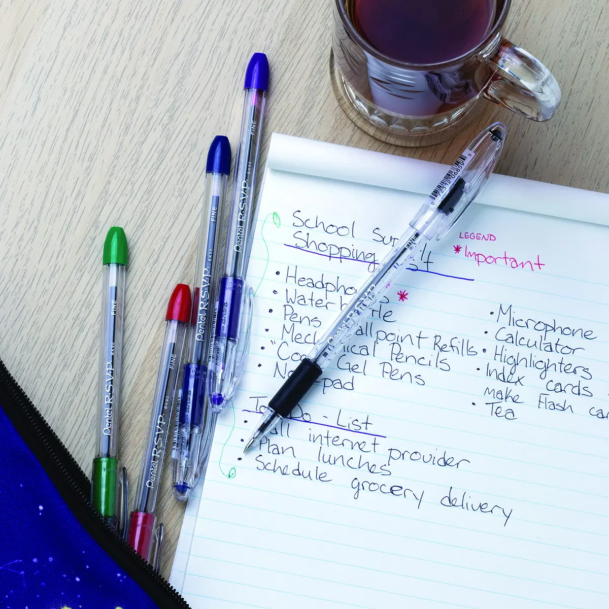 Pentel RSVP Ballpoint Pen, (0.7mm) Fine Line, Blue Ink | Long-lasting, USA-imported pen for extended writing - view 8
