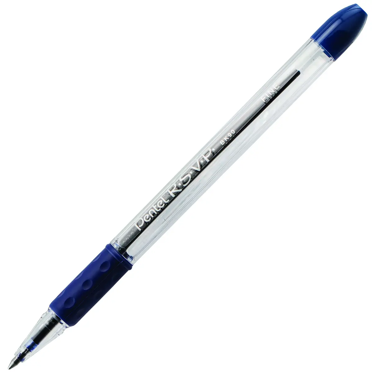 Pentel RSVP Ballpoint Pen, (0.7mm) Fine Line, Blue Ink | Long-lasting, USA-imported pen for extended writing - view 2