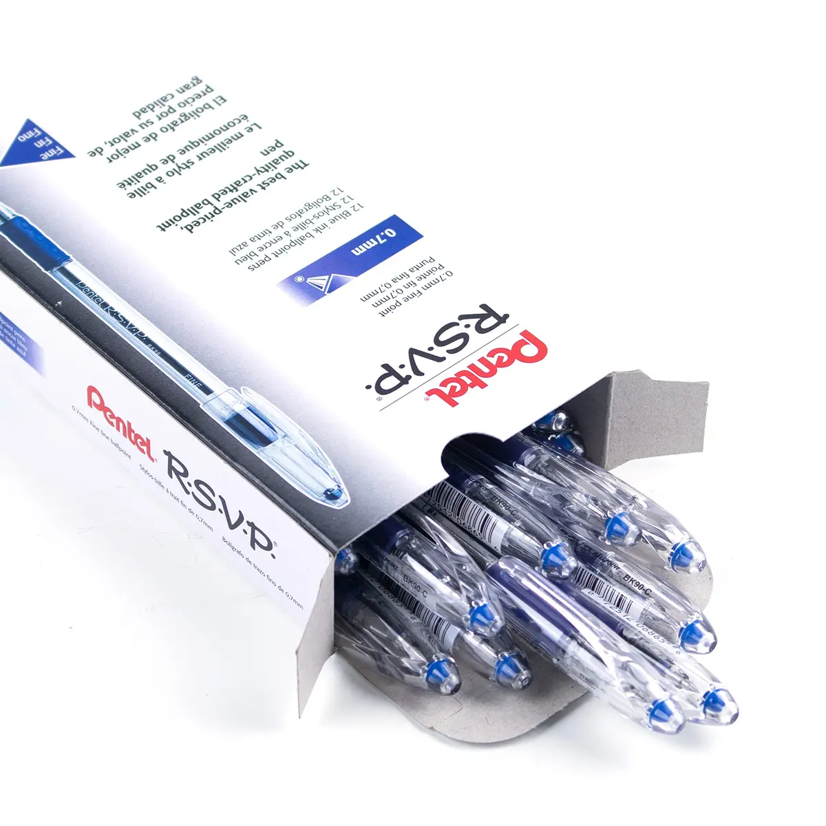 Pentel RSVP Ballpoint Pen, (0.7mm) Fine Line, Blue Ink | Long-lasting, USA-imported pen for extended writing - view 3