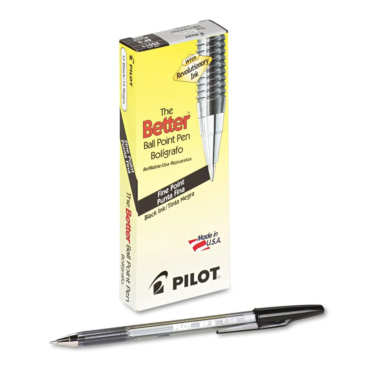 PILOT The Better Ball Point Pen Fine Point 0.7mm Black Ink 12-Pack | Smooth Writing for Students & Professionals - main product image