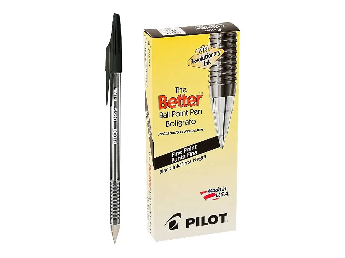PILOT The Better Ball Point Pen Fine Point 0.7mm Black Ink 12-Pack | Smooth Writing for Students & Professionals - view 2