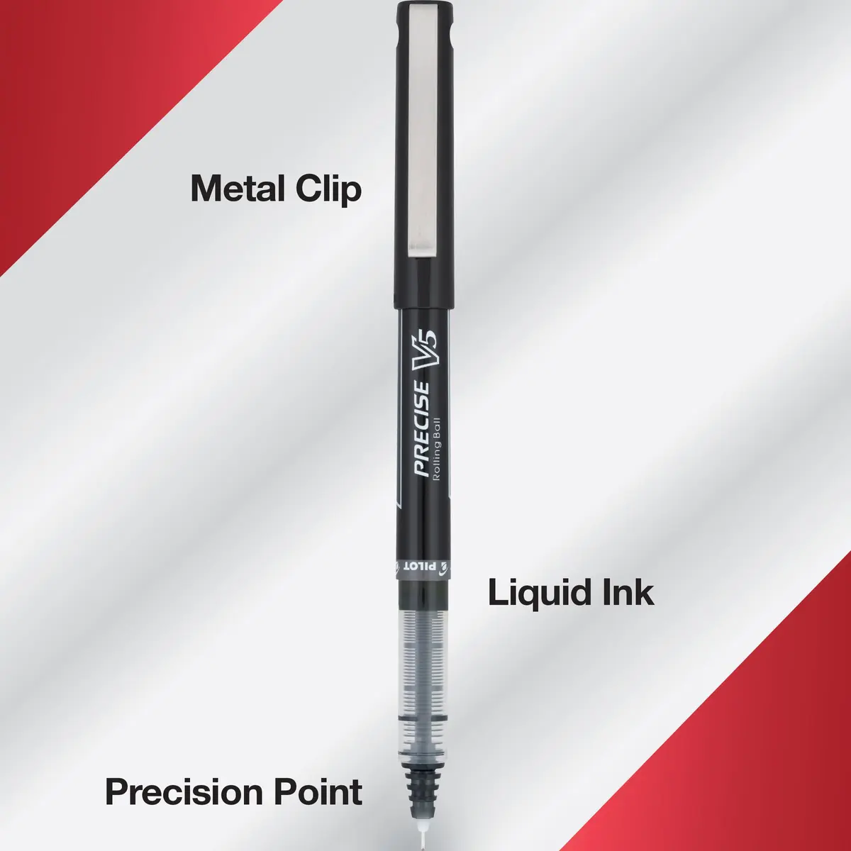 PILOT Precise V5 Rollerball Pens, Extra Fine Point 0.5 mm Black, Pack of 12 | Smooth Writing, Fade-Resistant Ink - view 3