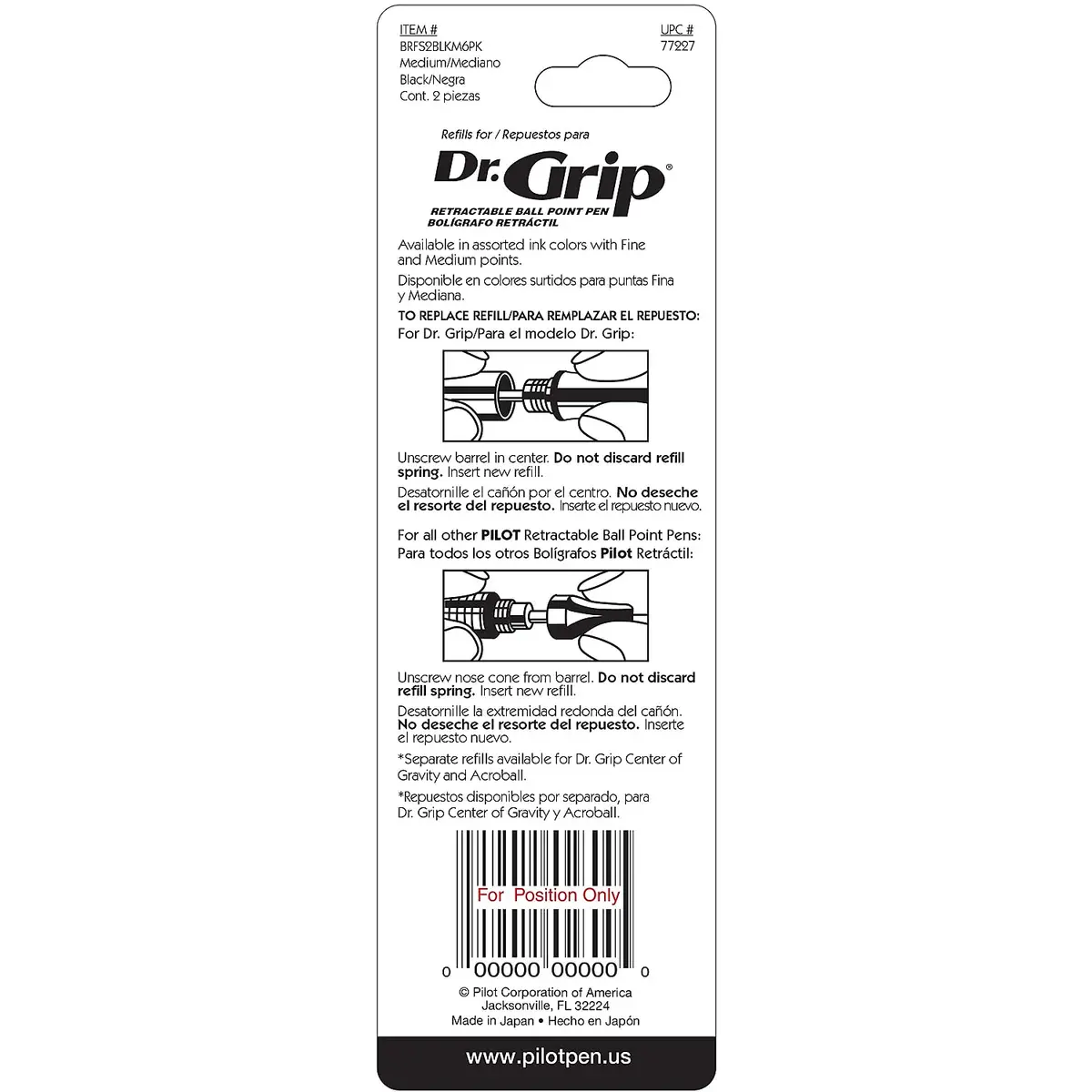 PILOT Dr. Grip Limited Refillable & Retractable Gel Pen, Black Ink, Medium 1.0mm Point, 2-Pack | Arthritis Foundation Ease-of-Use Commended - view 4