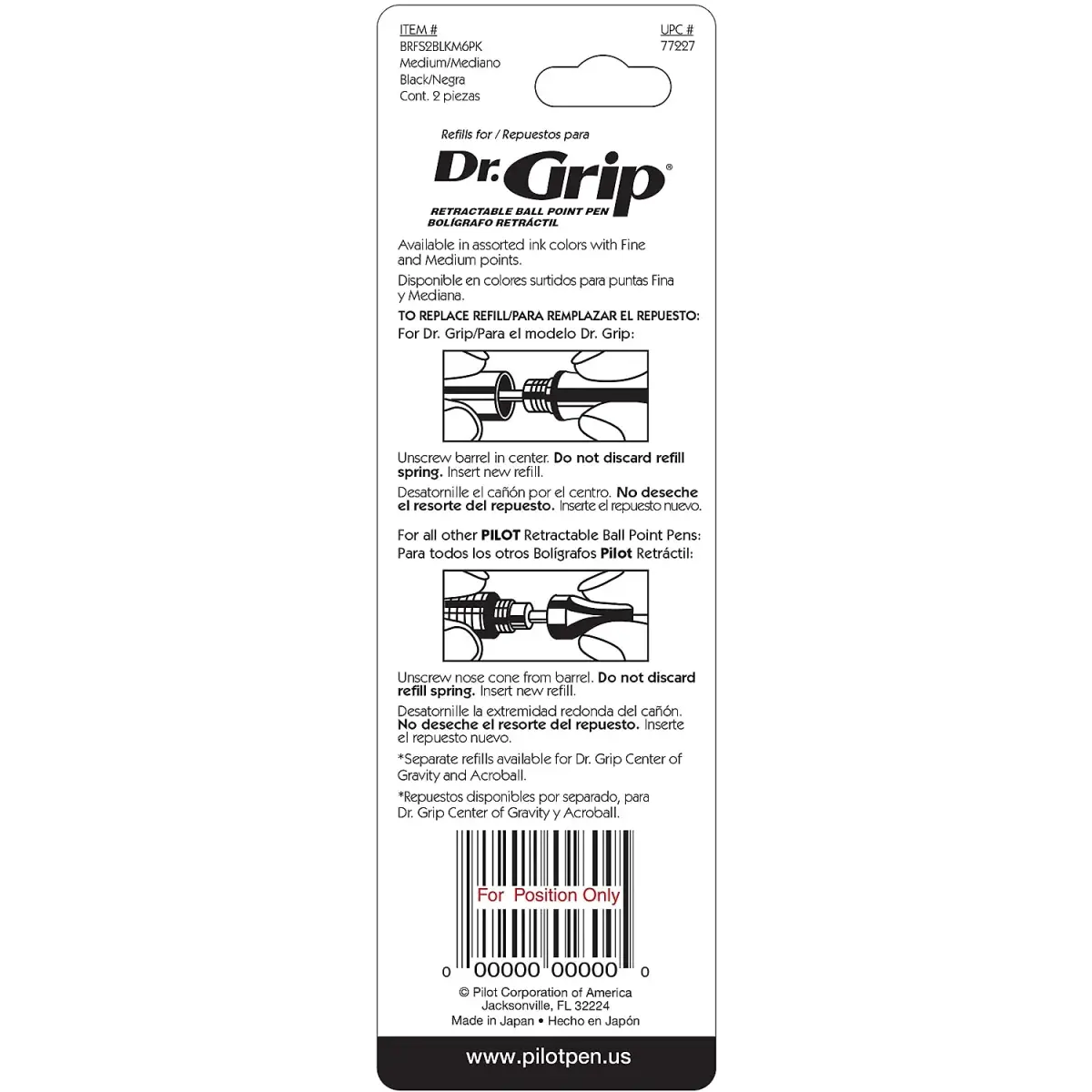 PILOT Dr. Grip Limited Refillable & Retractable Gel Pen, Black Ink, 2-Pack - view 4