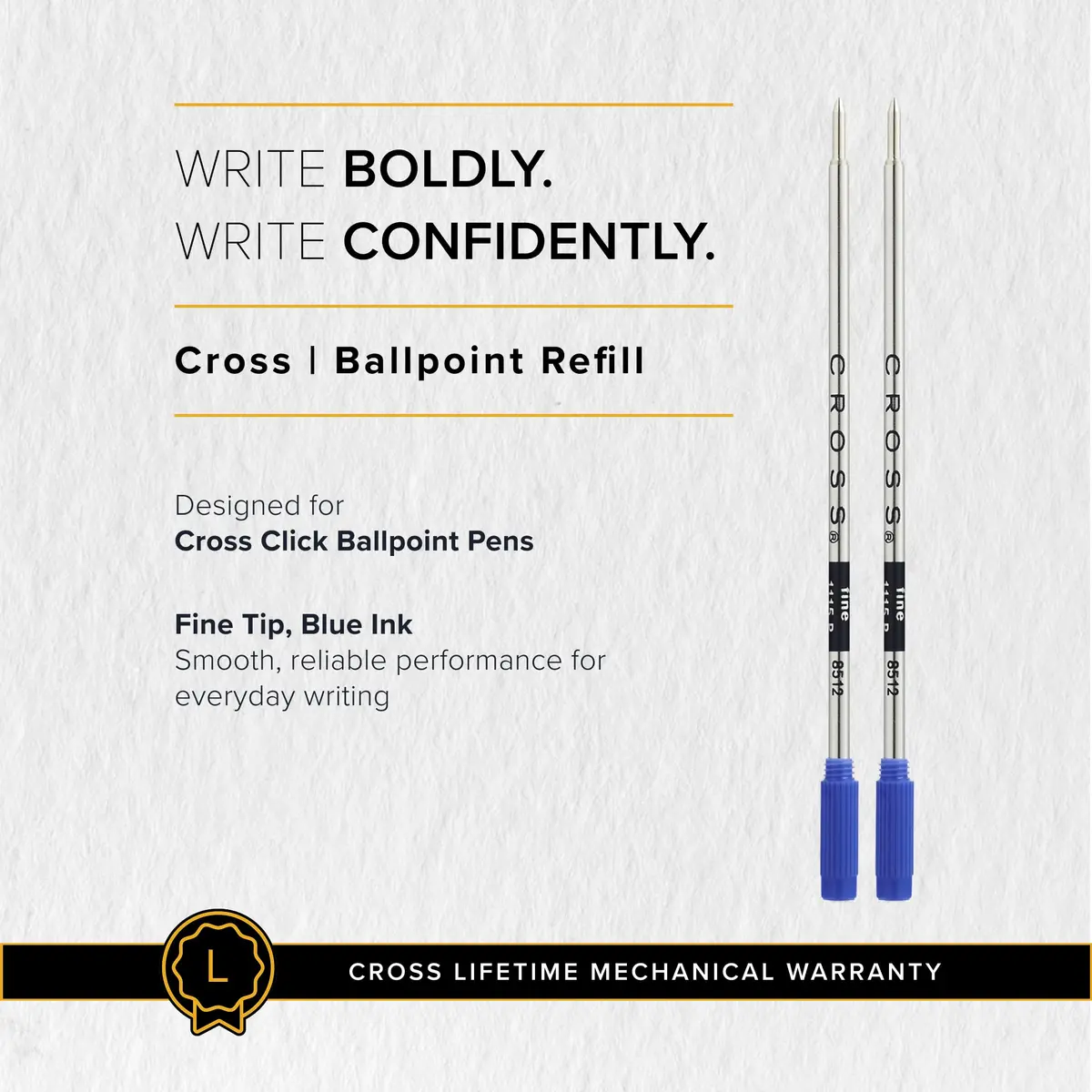 Cross Ballpoint Pen Refill, Blue Fine Point, 2-Pack | Writes 2.1 Miles - view 6