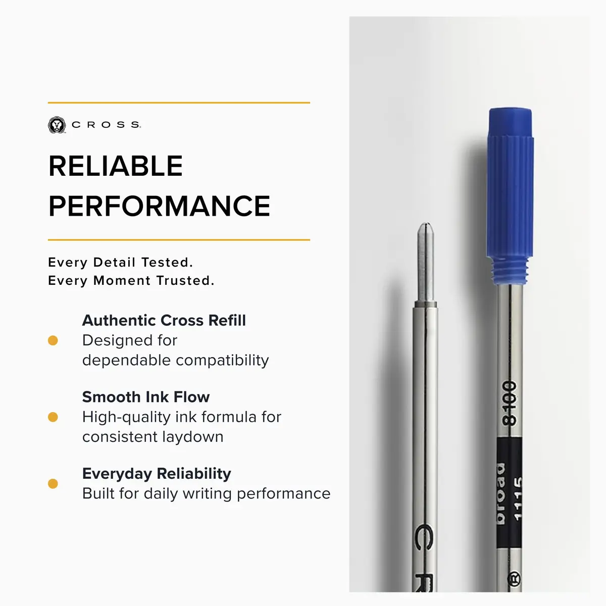 Cross Blue Ballpoint Pen Refill, Broad Point, 2-Pack Refill Set | Writes 1 Mile - view 4