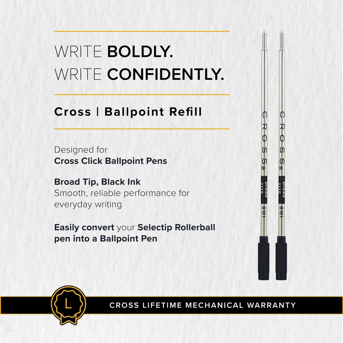 Cross Refill Broad Point Black | Reliable, Quick-Drying Ink for All Paper (70-120 chars) - view 6