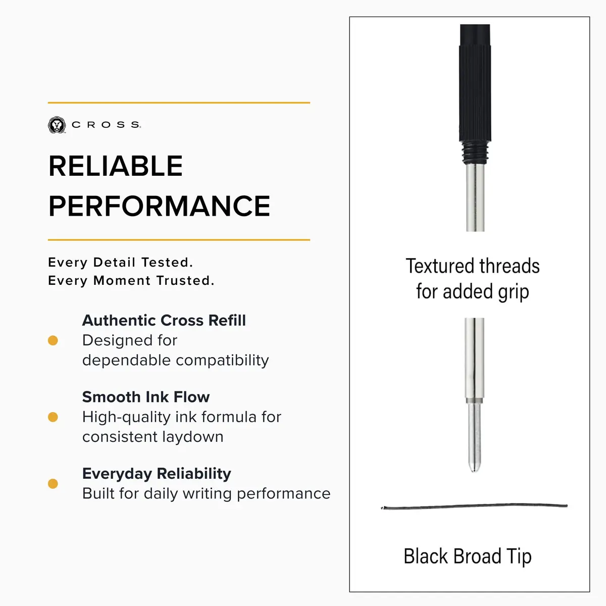 Cross Refill Broad Point Black | Reliable, Quick-Drying Ink for All Paper (70-120 chars) - view 4