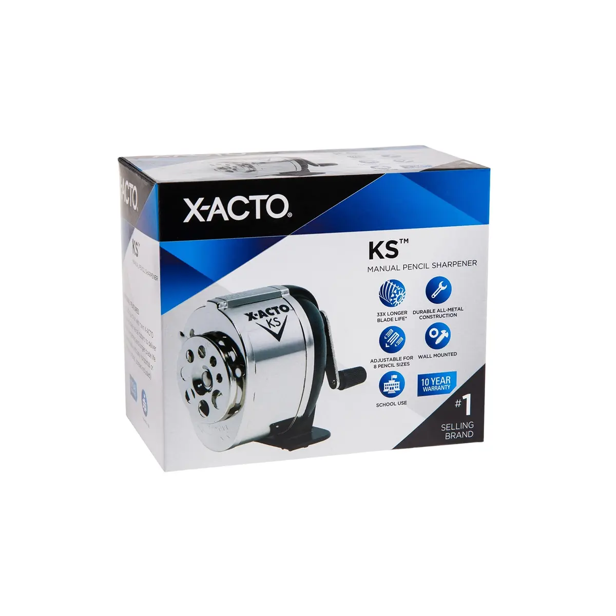 X-Acto KS Manual Pencil Sharpener, Mountable, Metal, 1 Count | Adjustable for 8 Pencil Sizes - view 5