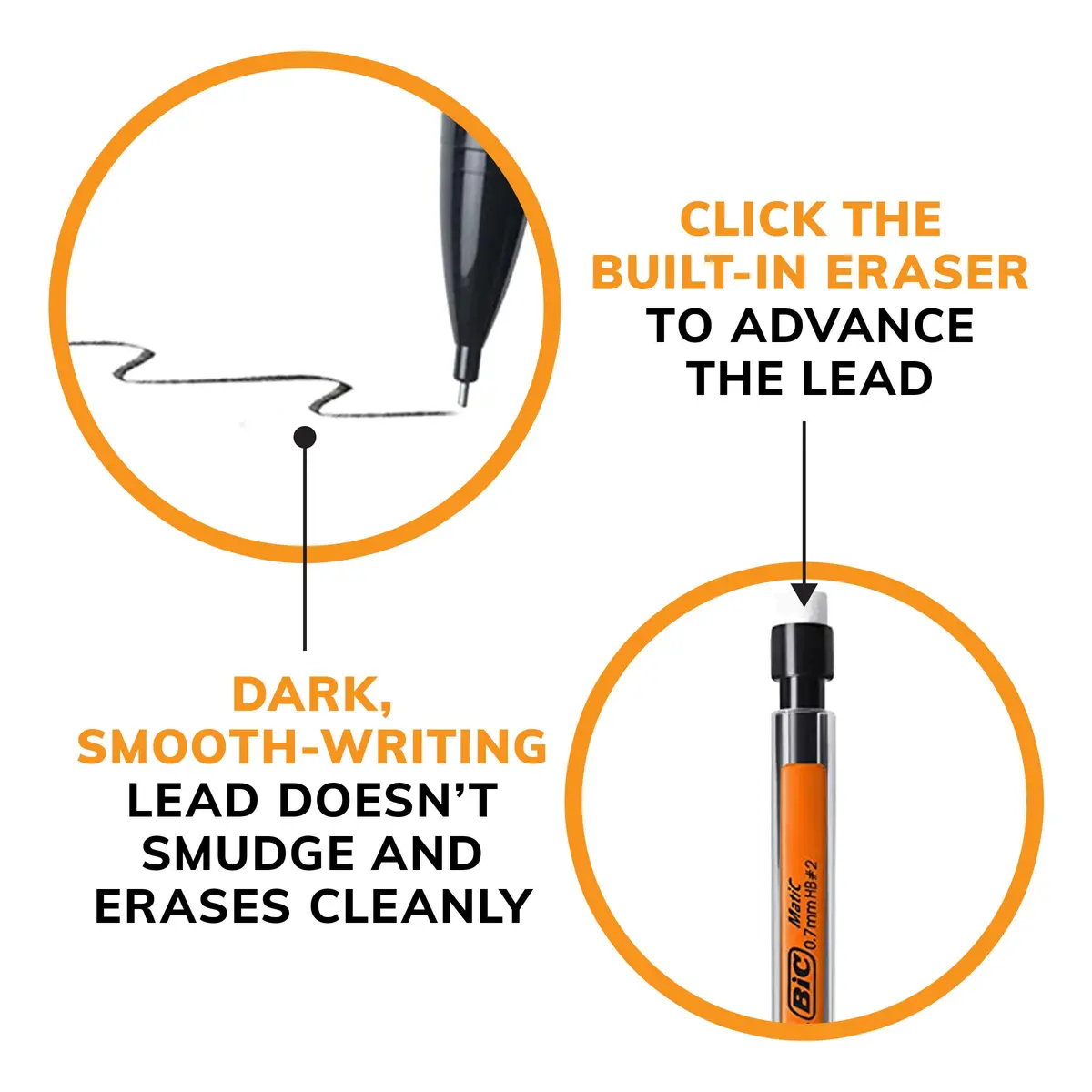 BIC Xtra-Smooth Mechanical Pencils with Erasers 5 Pack | Smudge-Free No Sharpening - view 3