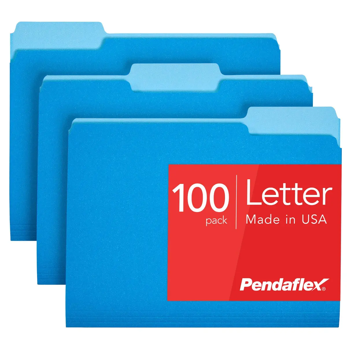 Pendaflex Two-Tone Color File Folders, Letter Size, Blue, 1/3 Cut, 100 per box (152 1/3 BLU), 12 inches | Color-coded organization for offices & schools - main product image