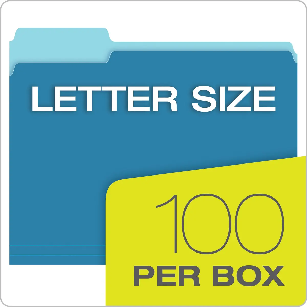 Pendaflex Two-Tone Color File Folders, Letter Size, Blue, 1/3 Cut, 100 per box (152 1/3 BLU), 12 inches | Color-coded organization for offices & schools - view 5