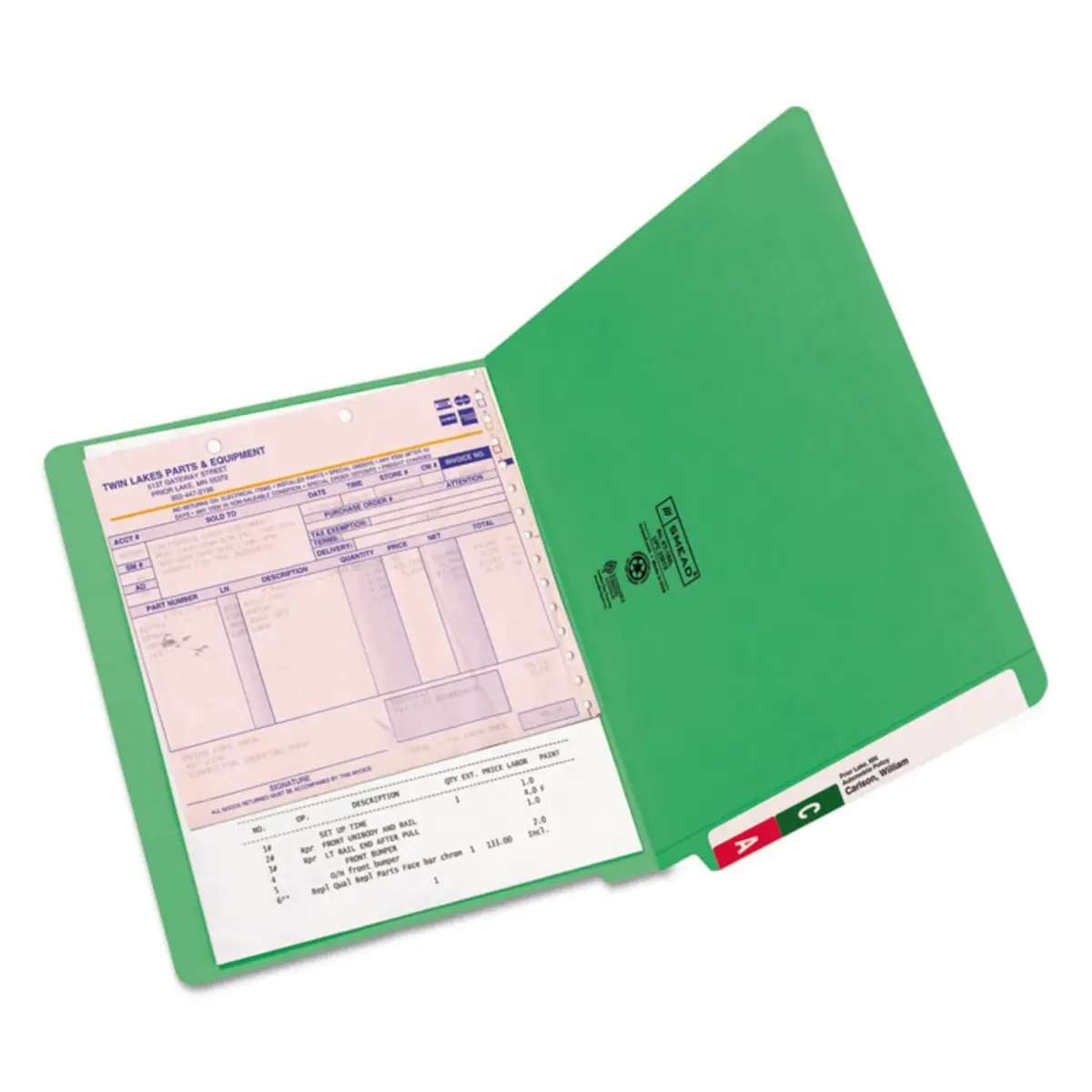 Smead End Tab File Folder, Shelf-Master Reinforced Straight-Cut Tab, Letter Size, Green, 100 per Box (25110) | Durable Filing for Offices - view 2