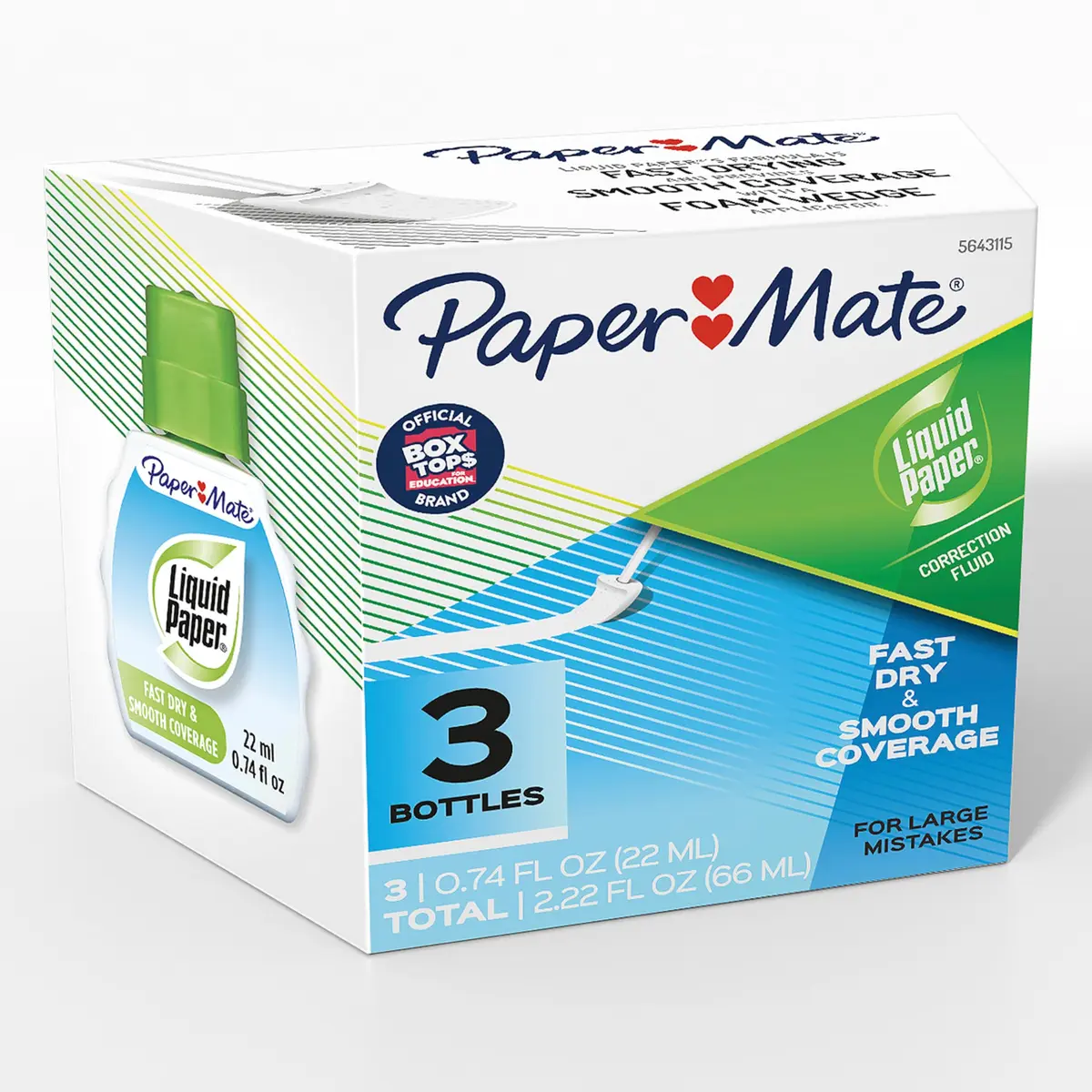 Paper Mate Liquid Paper Correction Fluid White 22 ml (3 Count) | Fast Dry, Smooth Coverage - main product image