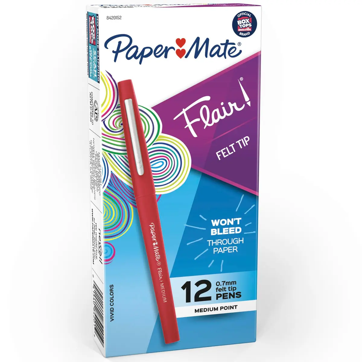 Paper Mate Flair Felt Tip Pens, Medium Point (0.7mm), Red Ink, 12 Count | Bright Colors & Smear-Resistant - main product image
