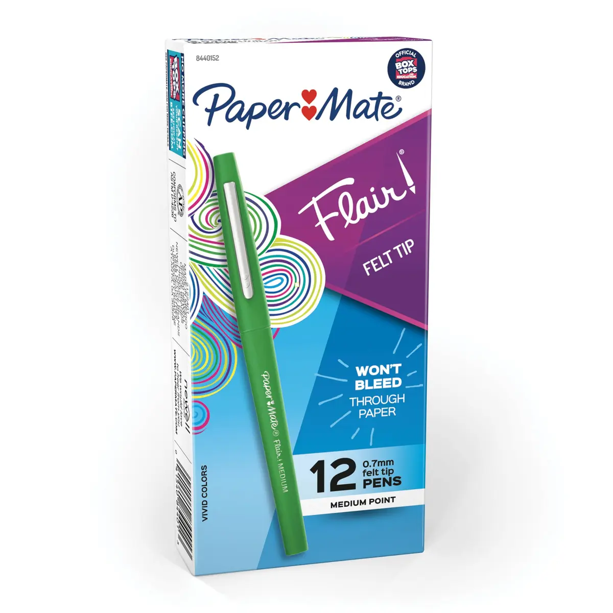 Paper Mate Flair Felt Tip Pens, Medium Point (0.7mm), Green Ink, 12 Count | Bright Colors for Writing & Journaling - main product image