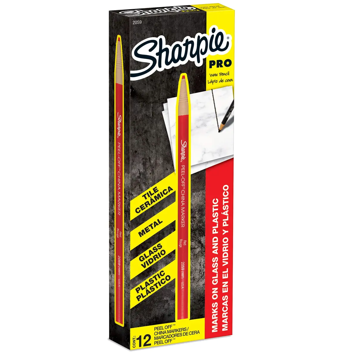 Sharpie Peel-Off China Markers Red 12 Count | Fade & Moisture Resistant Marking Pen - main product image