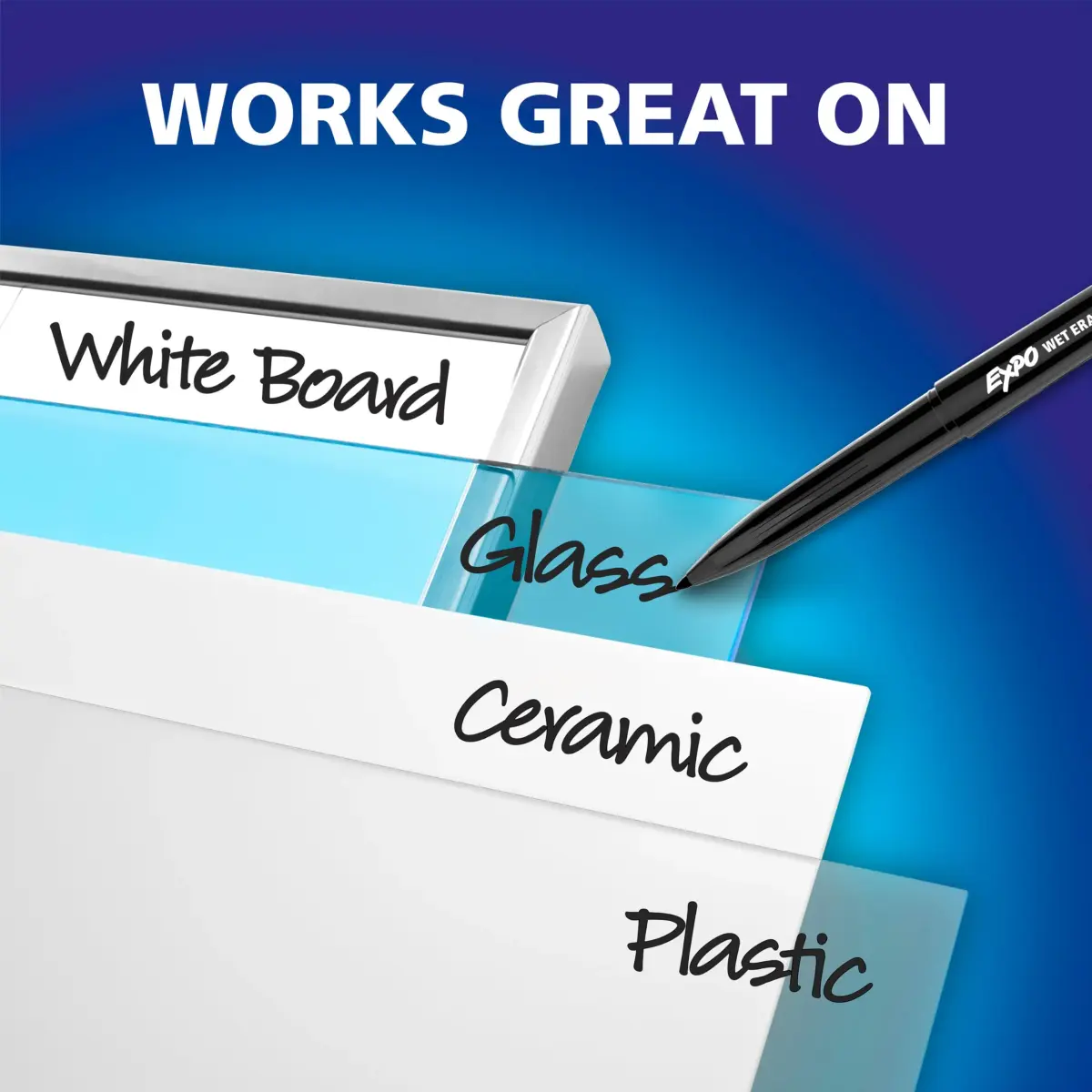 EXPO Wet Erase Markers, Black, Ultra Fine Tip, 12 Count | Water-Activated Erasing - view 7