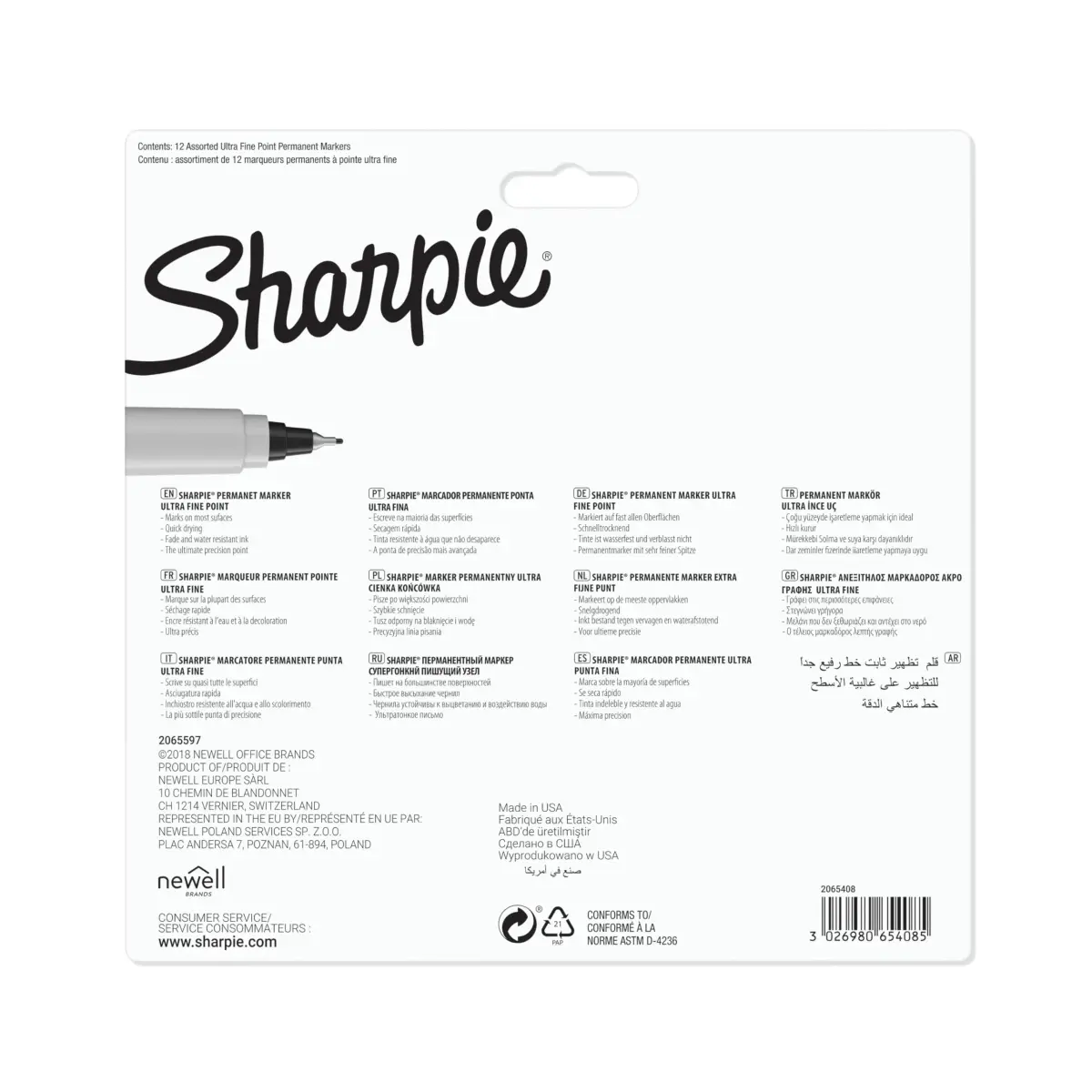 Sharpie Permanent Markers, Ultra Fine Point, Assorted Colors, 12 Count | Fade-Resistant Ink - view 8
