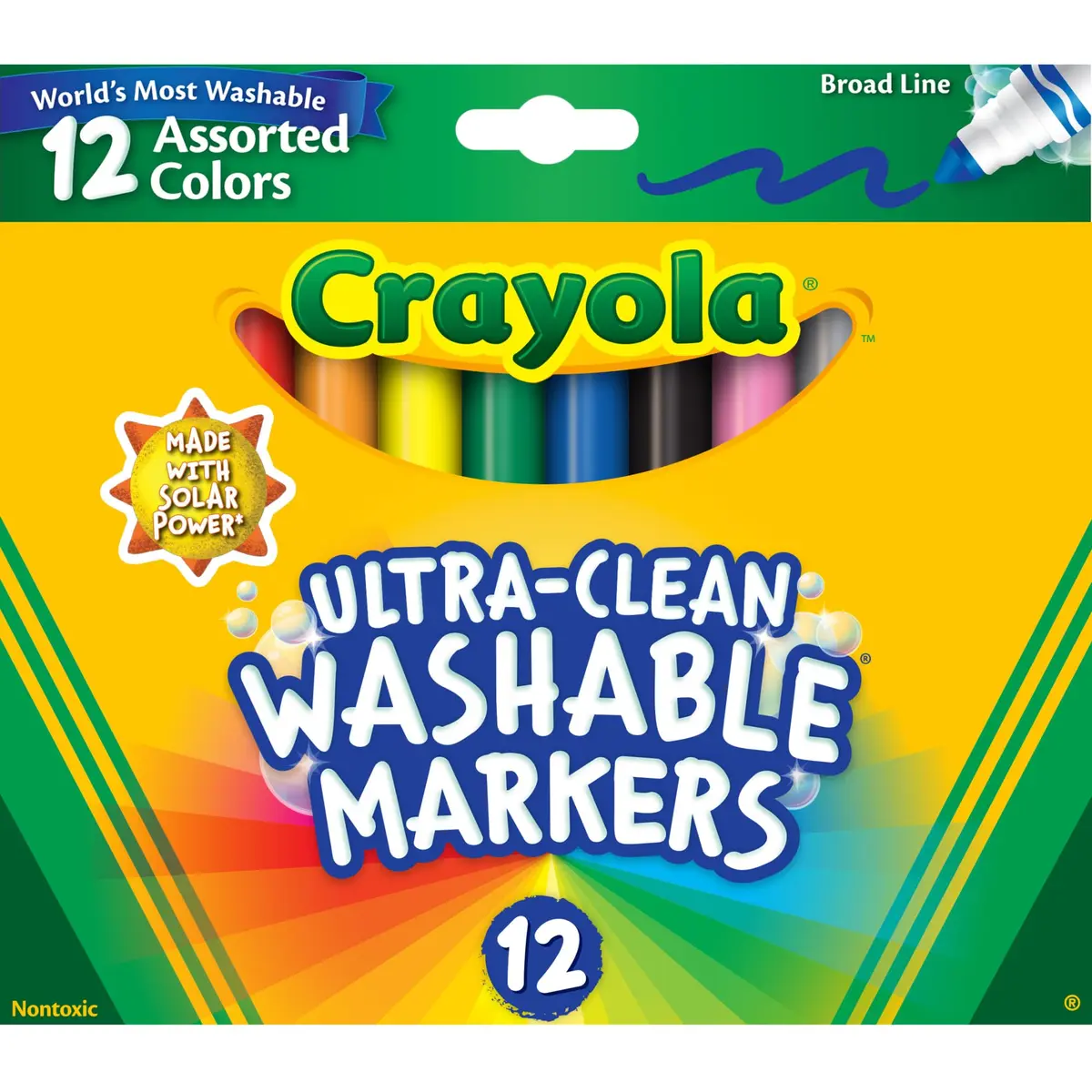 Crayola Ultra Clean Washable Markers, Broad Line, Assorted Colors, 12 Count | Non-Toxic Art Supplies for Kids - view 2