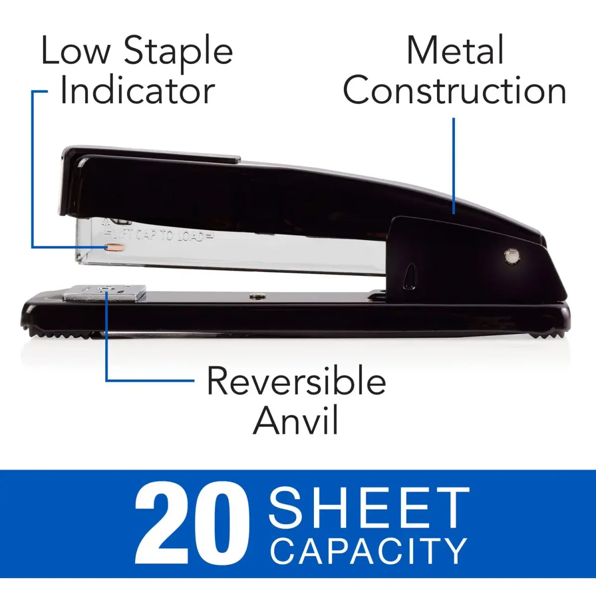 Swingline Commercial Stapler, Black, 20 Sheet Capacity | Jam-Free Metal Construction - view 4